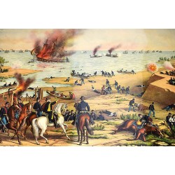 Battle Between the Monitor & Merrimac : Fought March 9th 1862 at Hampton Roads, Near Norfolk, VA. (Original Chromolithographic Print)